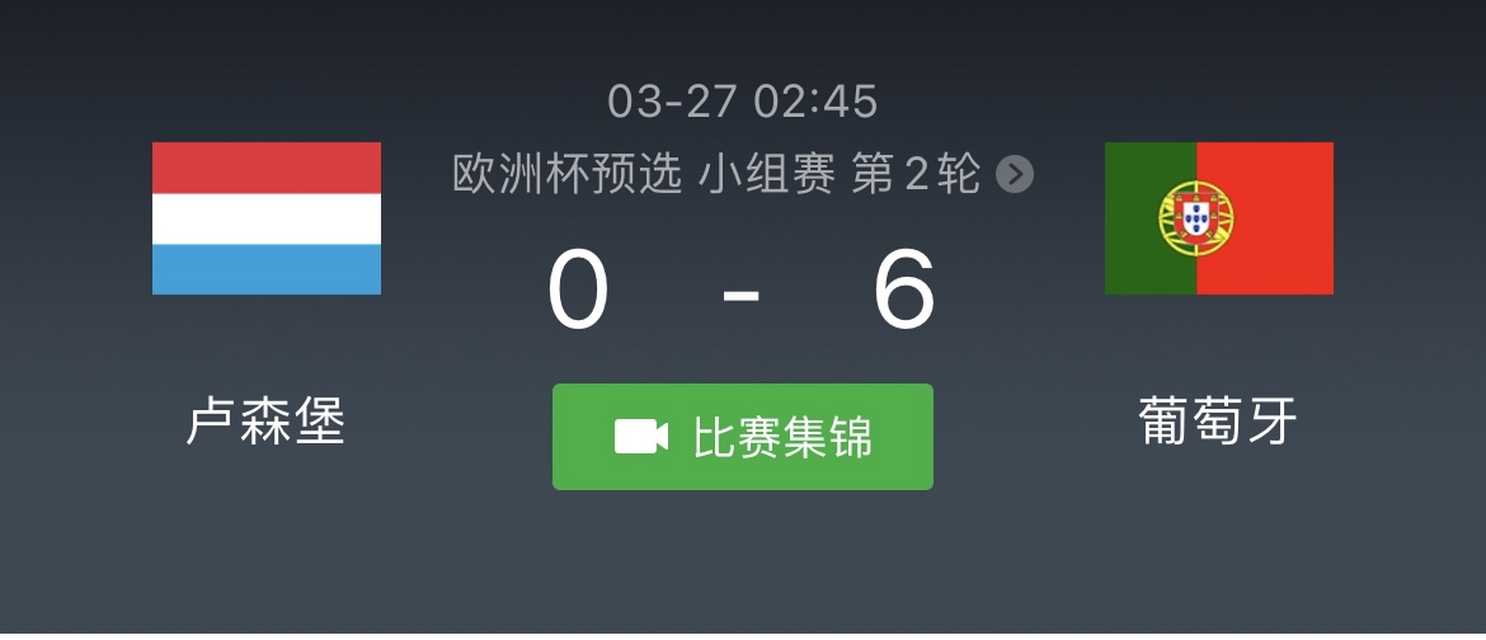 葡萄牙大胜卢森堡,成功捍卫小组积分榜首(葡萄牙1胜6平) 葡萄牙大胜卢森堡,成功捍卫小组积分榜首(葡萄牙1胜6平)